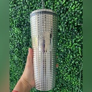 Starbucks Tumbler Metallic Silver Venti 24 oz. NEW